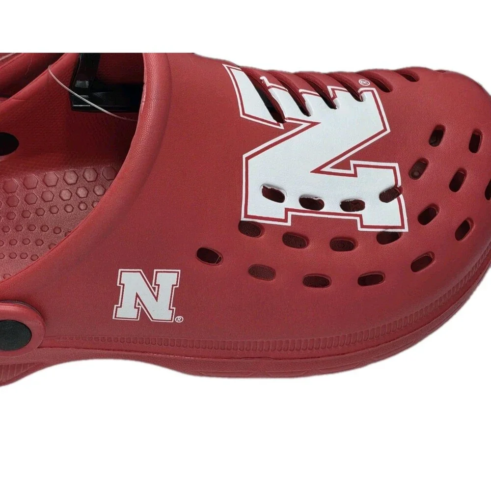FOCO Licensed Men's Red Nebraska Clogs UNL Cornhusker State Size L Large 11-12